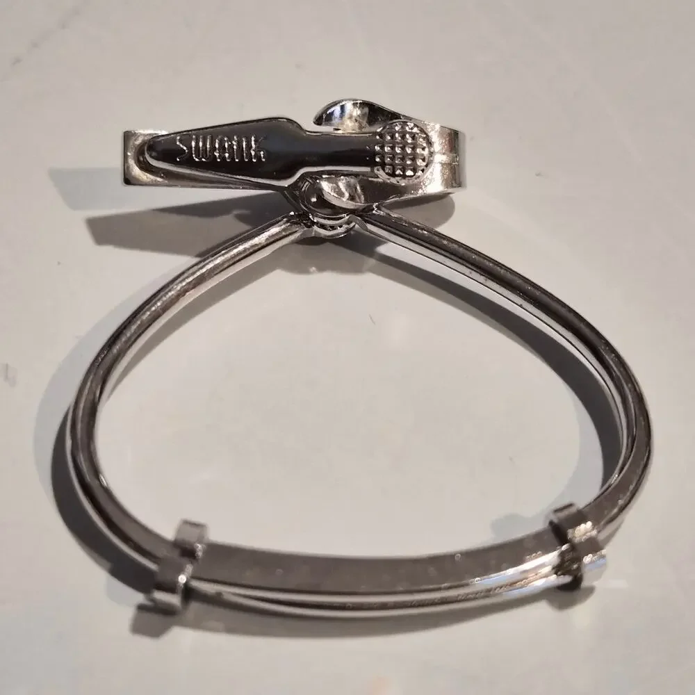 Vintage Swank Silver Tie Clip Loop Mid Century MCM Dapper Retro Mens Accessory